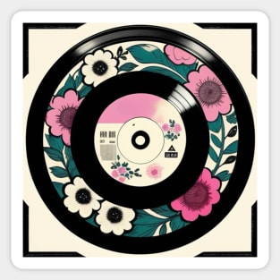 Pastel Floral Vinyl Record Sticker